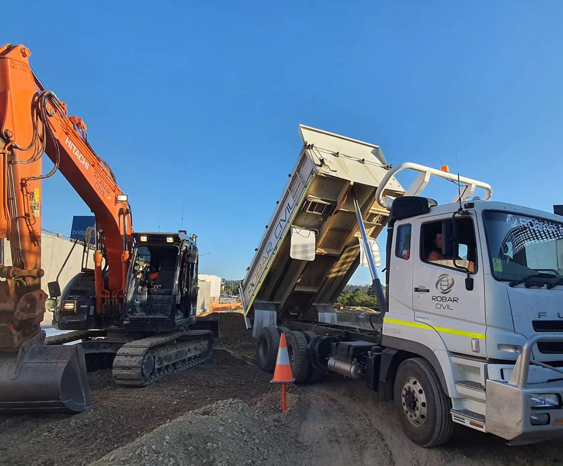 ROBAR truck and excavator